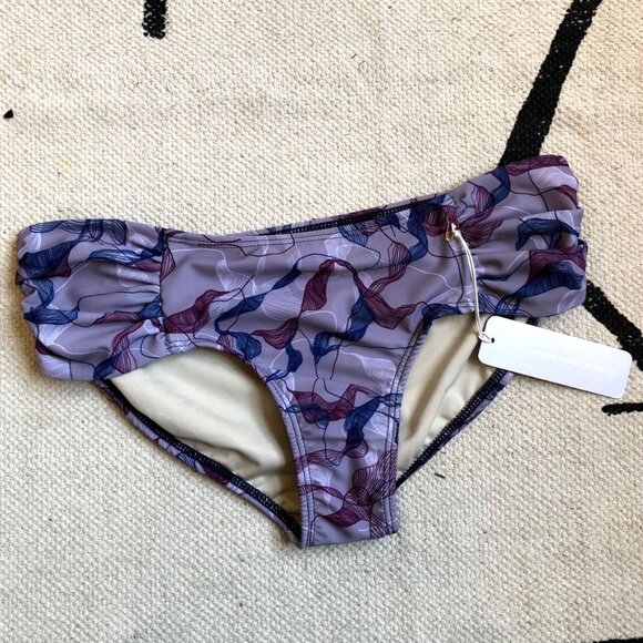 Stria Swim Ruched Purple Bikini Bottom - Picture 5 of 6